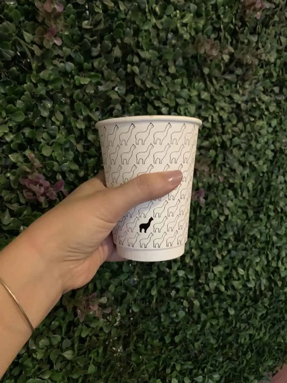 Cup of coffee against a background of plants
