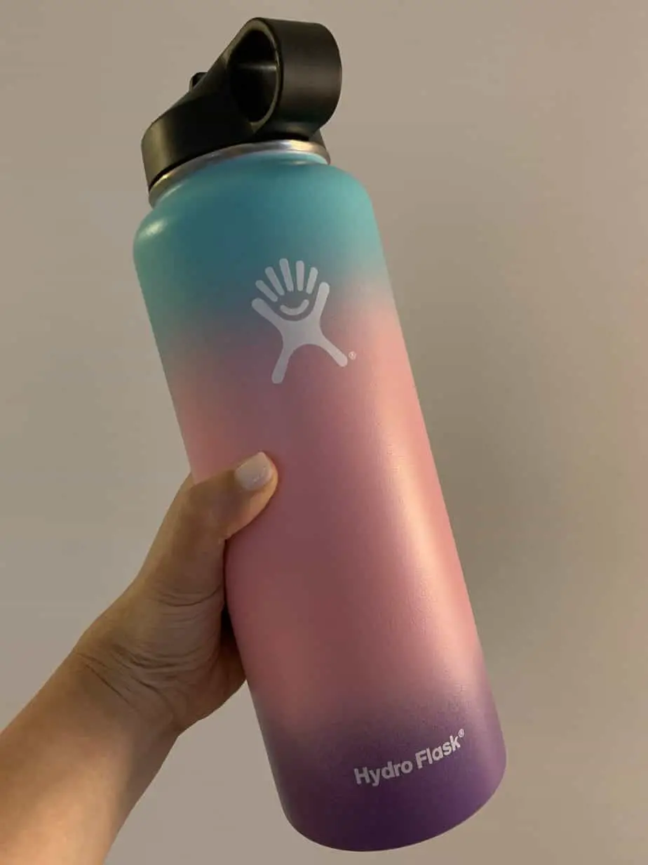 Hydro Flask Bottle in green, pink and purple