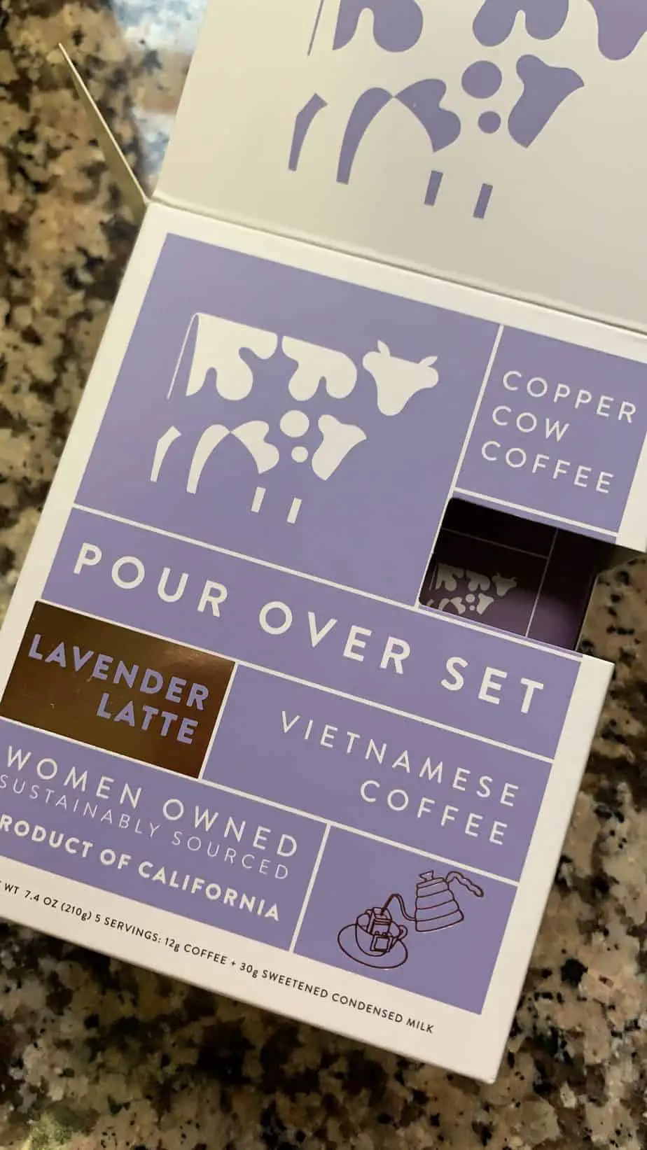 copper cow coffee lavender latte pour over set